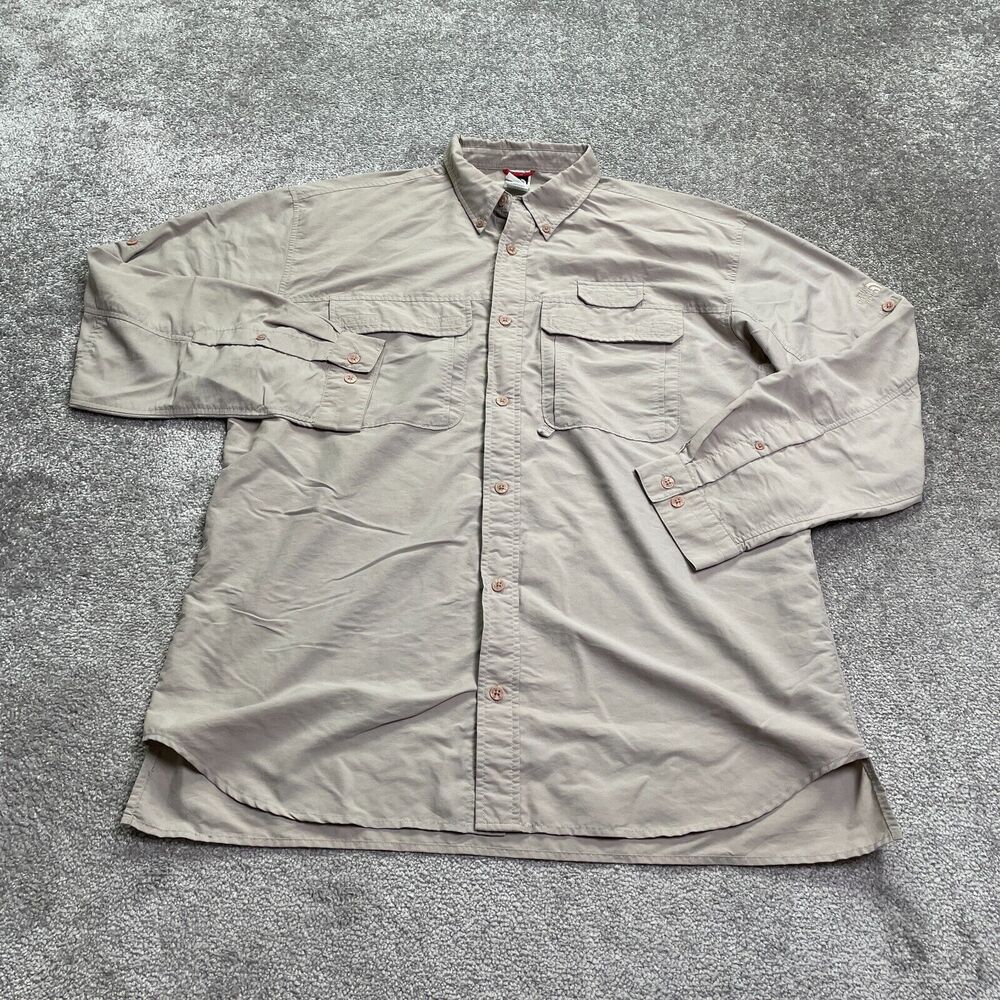 The North Face Shirt Mens XL Brown Solid Long Sleeve Button Down Casual Outdoor